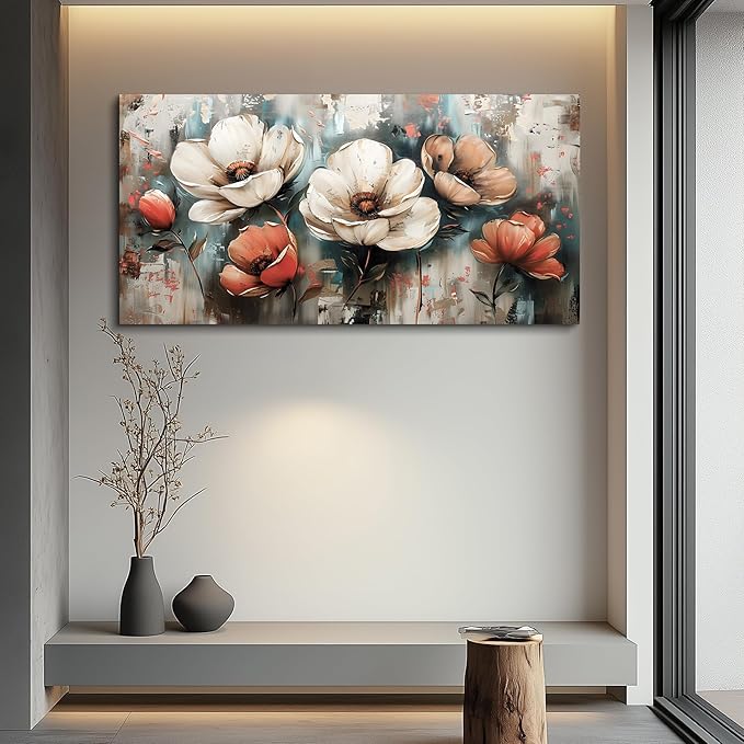 FUHAIHUA Canvas Decor For Living Room Large Wall Art For Office Bedroom Decorations Flowers Landscape Paintings Boho Pictures Artwork Aesthetic Posters Ready To Hang Home Decor 30x60 In