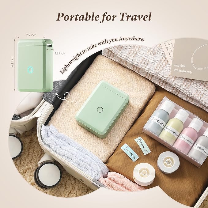 NIIMBOT Label Maker Machine D110 Label Printer Portable Wireless Connection Multiple Templates Available for Phone Easy to Use for Office Home Organization Rechargeable Green