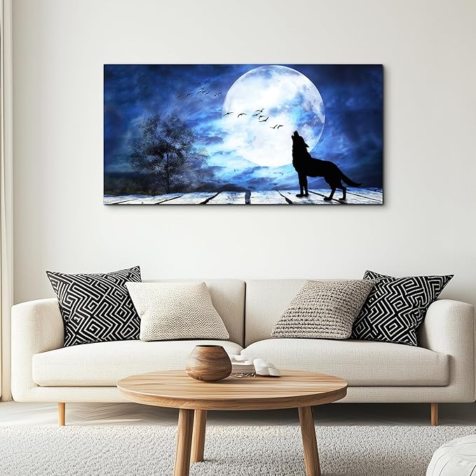Canvas Wall Art For Bedroom Wall Decoration For Living Room Large Size Luminous Scenery Wolf Wall Decor Pictures Artwork Painting Modern Office Canvas Art Prints Room Decor Ready To For Home Decor