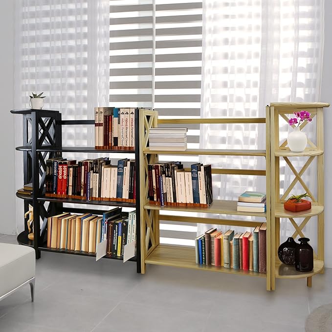 Casual Home Montego 3-Shelf Corner Folding Bookcase with Mantel Top, Natural