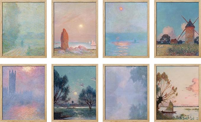 SIGNWIN Poster Wall Art Set of Vintage Landscape Watercolor Nature Landscape, Rustic Framhouse Decor for Living Room, Bedroom, Office - 11"x14"x 8