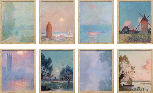 SIGNWIN Poster Wall Art Set of Vintage Landscape Watercolor Nature Landscape, Rustic Framhouse Decor for Living Room, Bedroom, Office - 12"x16"x 8