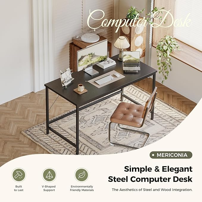 Mericonia 40 inch Computer Desk, Gaming Desk for Small Spaces, Modern Simple Style Table for Home Office, Study Student Writing Table