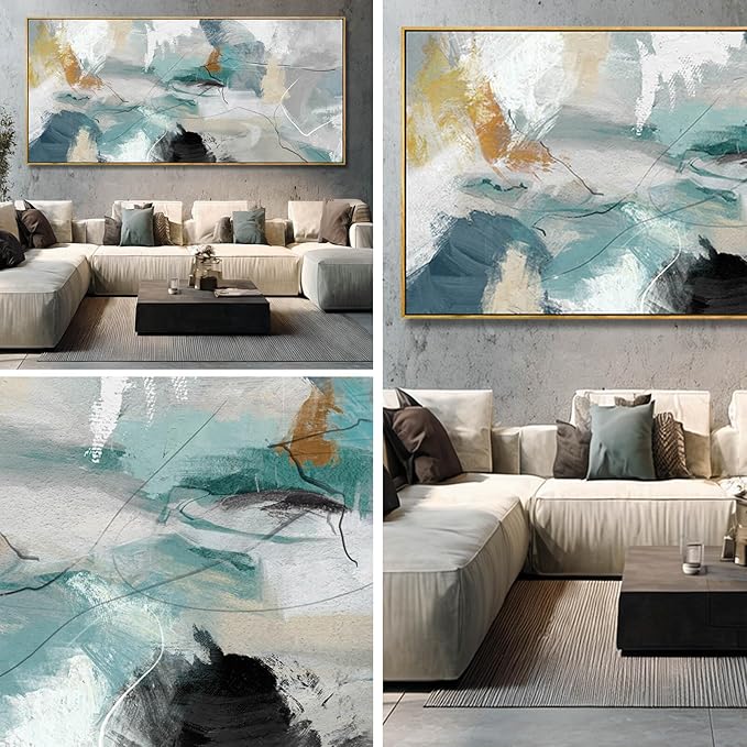 Abstract Framed Wall Art Colorful Picture Prints Line Canvas Poster 40"x86" Bedroom Artwork Home Decorations for Living Room