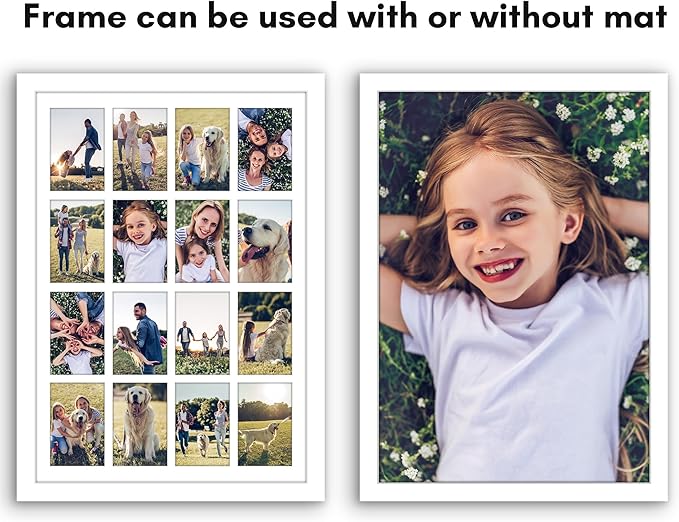 Americanflat 4x6 Collage Picture Frame with Polished Plexiglass - Multi Picture Frames Fit Sixteen 4x6 Photos or Use as One 18x26 Poster Frame for Wall Display - Signature Collection - White