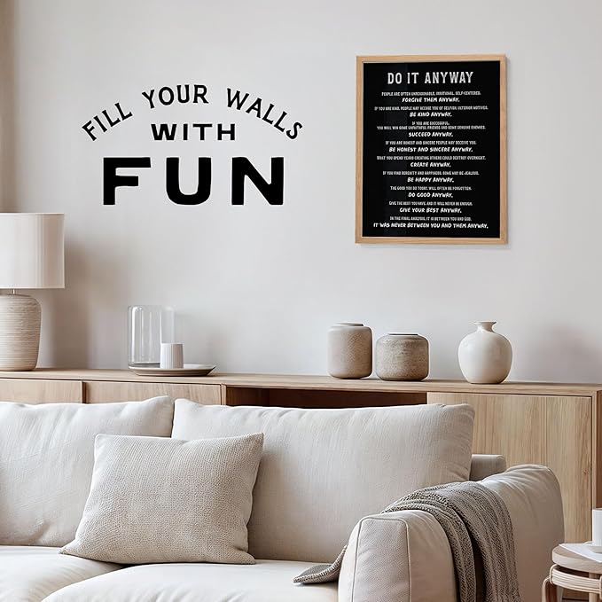 Inspirational Office Decor 11x14 - Do It Anyway Quote Poster - Motivational Wall Art, Black Positive Affirmation Wall Decor for Men Women - Home Office Entrepreneur Gifts - Minimalist Typography Print