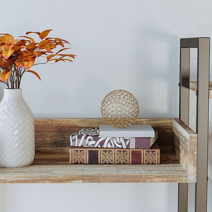 IRONCK Bookshelf, Bookshelves and Bookcases, Triple Wide 5 Tiers Book Shelf with Baffles, Industrial Bookshelf with Metal Frame for Living Room, Home Office