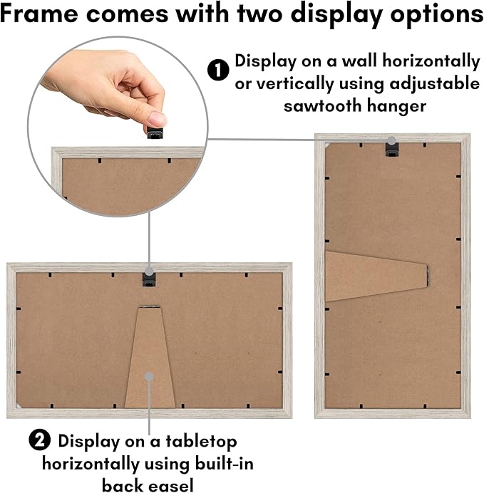 Americanflat 4x6 Collage Picture Frame with Shatter-Resistant Glass - Fits Three 4x6 Photos or Use as One 8x16 Picture Frame - Signature Collection - Collage Frames for Tabletop and Wall - Driftwood