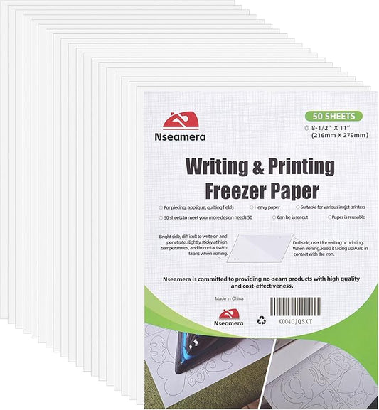 Heavy Duty Freezer Paper Sheets for Quilting, Applique & Piecing - 8.5x11 Inches, 50 Sheets - Printable, Laser Cuttable Freezer Paper for Quilters