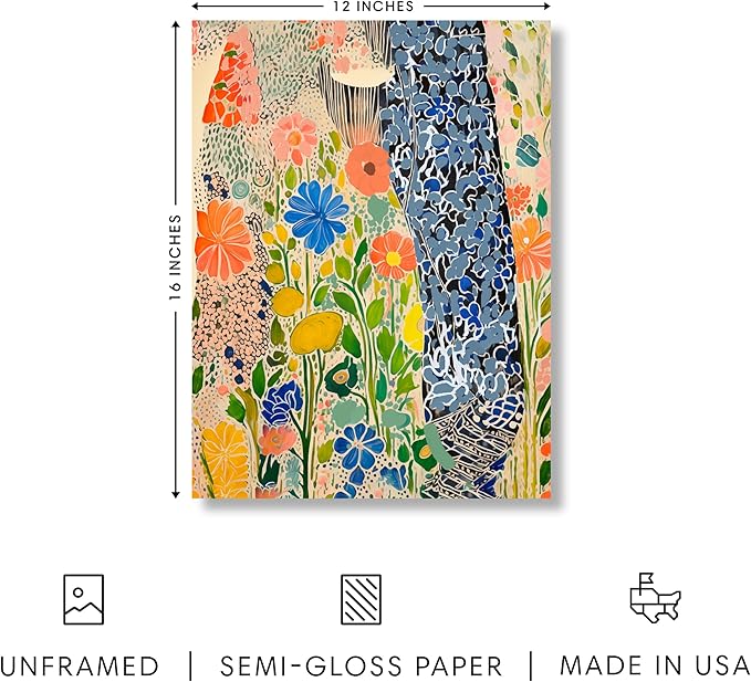 HAUS AND HUES Floral Art Wall Decor - Wildflowers Wall Art for Living Room, Floral Artwork for Bedroom Walls, Flower Painting for College Girls Dorm Room (Spring Florals, Unframed, 12x16)
