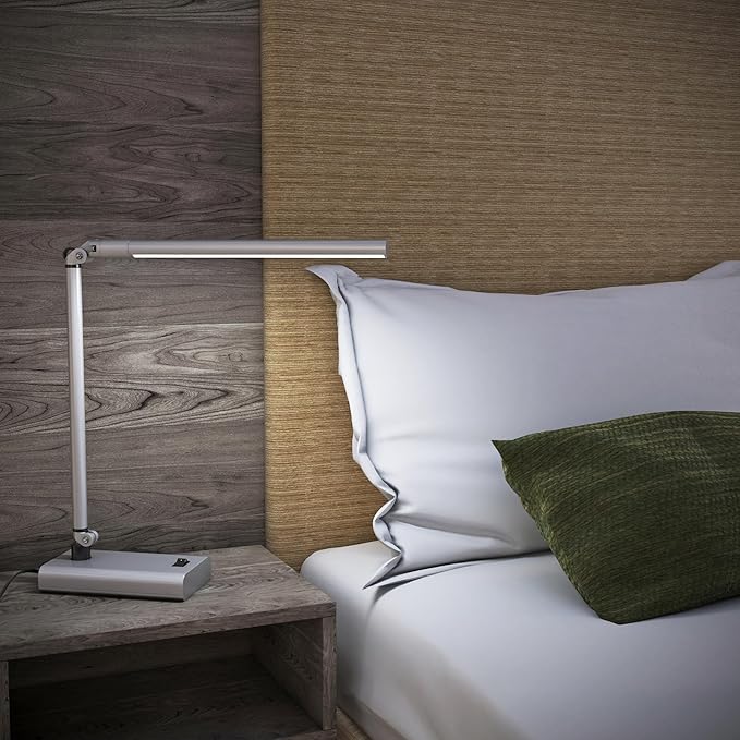 LED Desk Lamp - Contemporary Reading Light with 36 LEDs and 2 Rigid Adjustable Arms for Home, Office, Bedside, or Dorm Room - by Lavish Home (White)