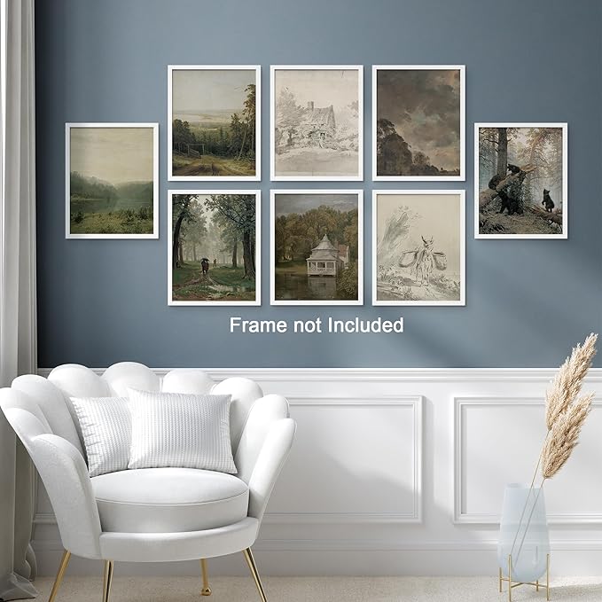 SIGNWIN Poster Wall Art Set of Vintage Landscape, Sketches Art, Rustic Framhouse Decor for Living Room, Bedroom, Office - 11"x14"x 8