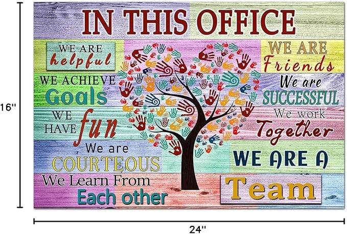 WHAOMIOT Inspirational Wall Art - Office Decor Print Canvas 'In This Office We Are A Team' 16 X 24 Inch Frameless