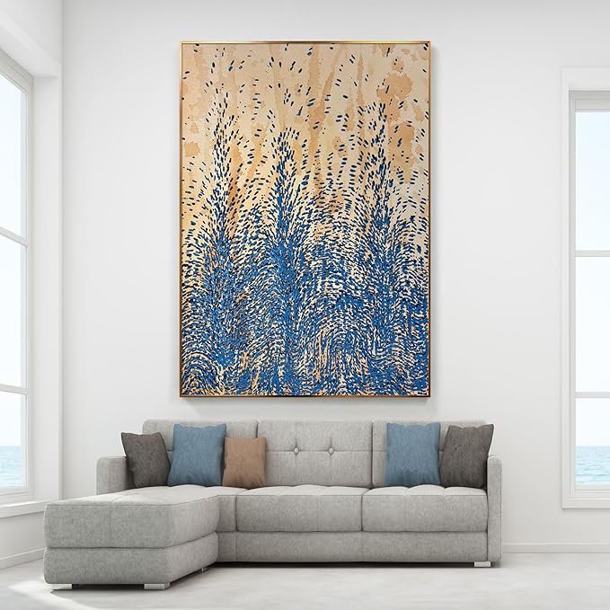 BrightA Blue Woods Abstract Wall Art Wall Painting For Living Room Extra Large Wall Art Large Canvas Art For Living Room Office Dining Room Wall Decor 39.4"x59"