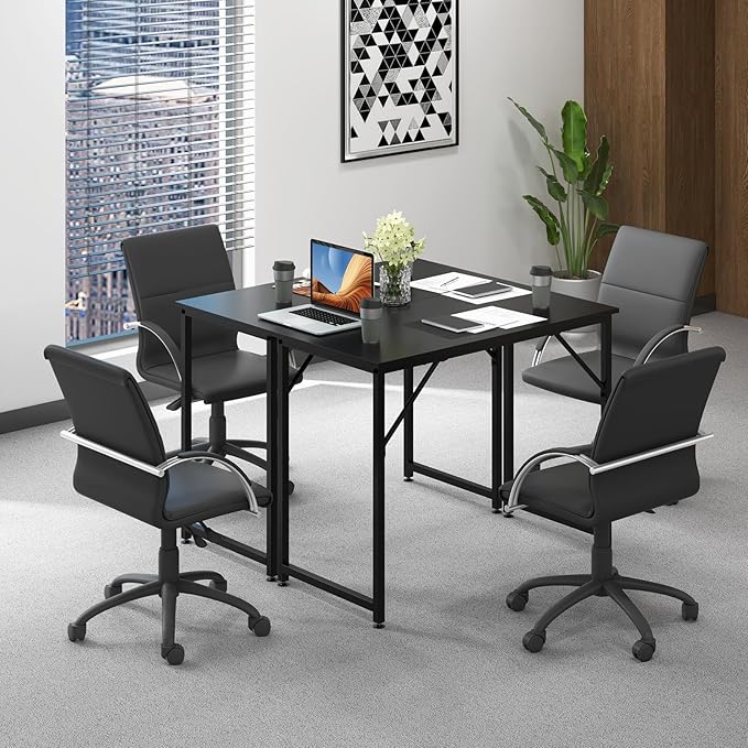 Giantex 40-Inch Black Small Computer Desk, Home Office Writing Desk with Heavy-Duty Metal Frame, Modern Simple Gaming Table PC Workstation, Versatile Small Desk for Bedroom