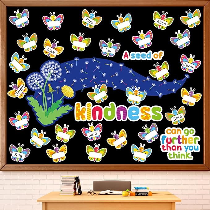 Spring Butterfly Bulletin Board Decorations Set Religious Kindness Bulletin Board Decor Christian Butterfly Name Tags Dandelion Cutouts for Spring Sunday School Classroom Wall Decor