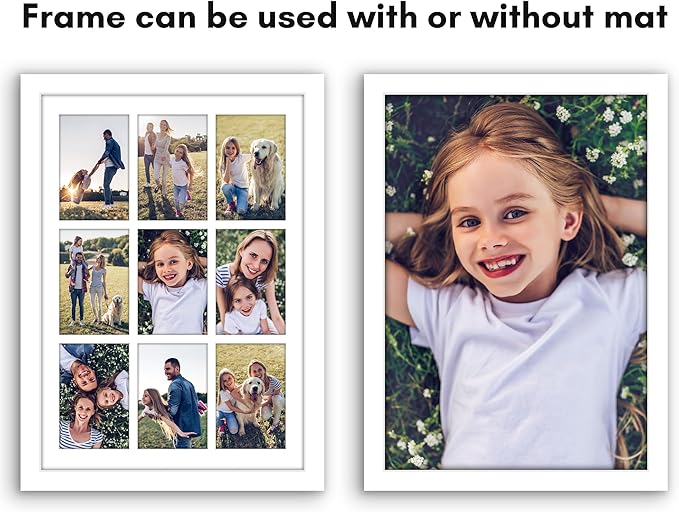 Americanflat 4x6 Collage Picture Frame with Polished Plexiglass - Multi Picture Frames Fit Nine 4x6 Photos or Use as One 14x20 Frame for Wall Display - Signature Collection - White