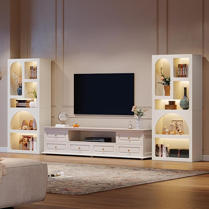 Tribesigns 70.87" Tall Geometric Bookcase Set of 2, Arched Bookshelf with 5 Irregular Storage Shelves, Open Art Decor Display Shelf for Living Room, 2 PCS