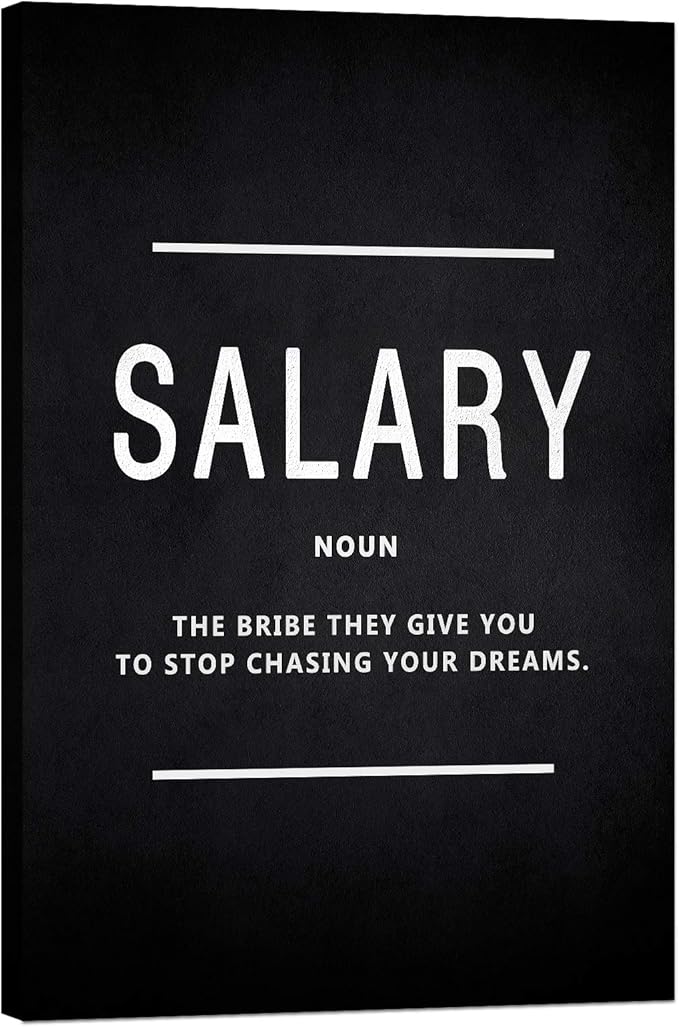 BWSPACE Motivational Canvas Wall Art Painting Decorations Poster for Office Living Room Bedroom Artwork Ready to Hang (Salary,12x18 inch)