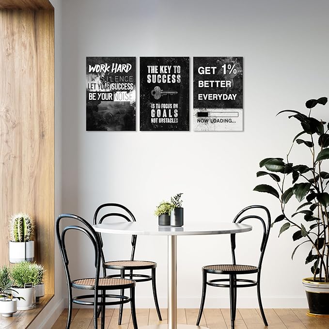 Motivational Quotes Canvas Wall Art 3 Pieces Inspirational Entrepreneur Posters Painting Artwork Decor For Office Bedroom Living Room Ready To Hang