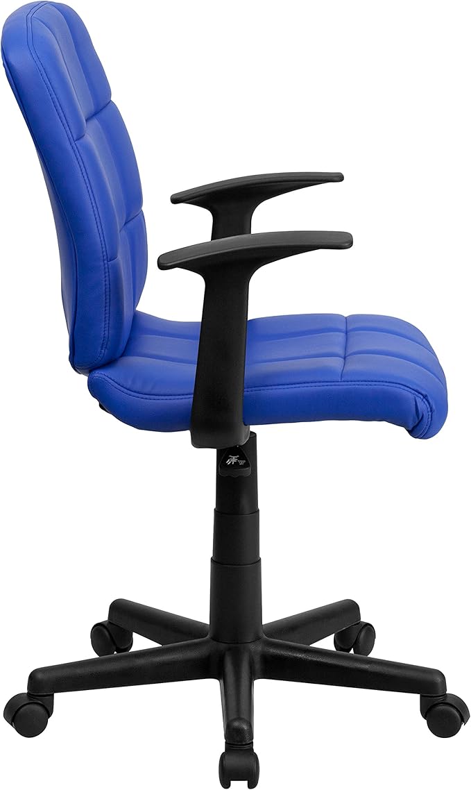 Flash Furniture Clayton Mid-Back Blue Quilted Vinyl Swivel Task Office Chair with Arms