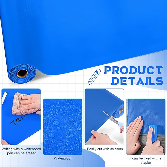 16 in x 40 Ft Fabric Bulletin Board Roll Classroom Non Woven Fabric Background Decorations Waterproof Wrinkle Resistant Bulletin Board for Back to School Wall Decor(Deep Bule,Pure)