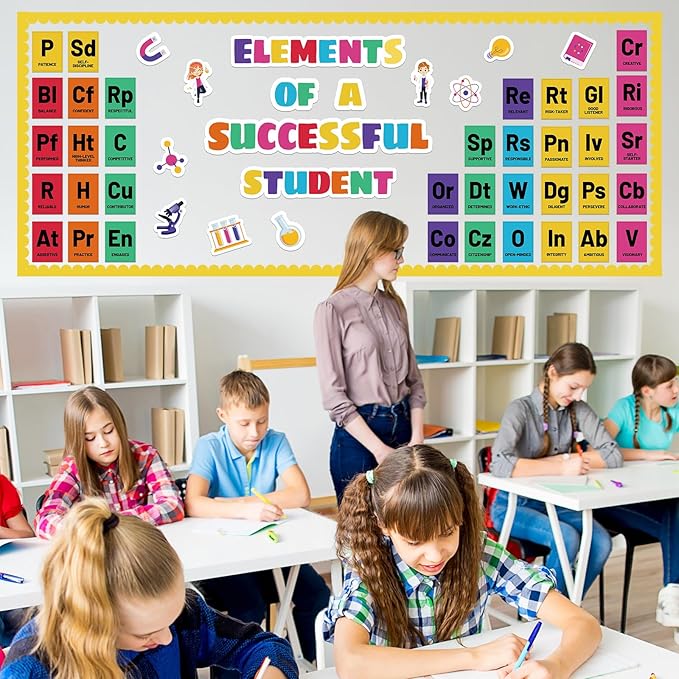 Science Chemistry Bulletin Board Decorations Set Chemistry Periodic Table Poster Bulletin Board Kit Paper Cutouts for Back to School Classroom Laboratory Home Wall Door Decor Supplies
