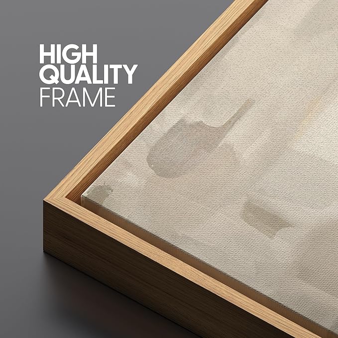 SIGNFORD Framed Canvas Print Wall Art Muted Shadows Abstract Deep Brown and Subtle Blush Toned Gradient Illustrations Modern Art Decorative Zen for Living Room, Bedroom, Office - 24"x36" Natural
