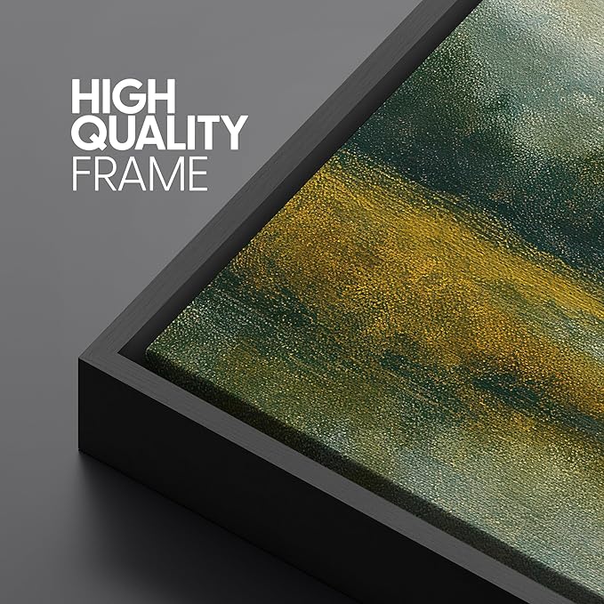SIGNFORD Extra Large Framed Canvas Misty Meadow River Landscape Illustrations Modern Art Calm Warm for Living Room, Bedroom, Office - 60"x30"