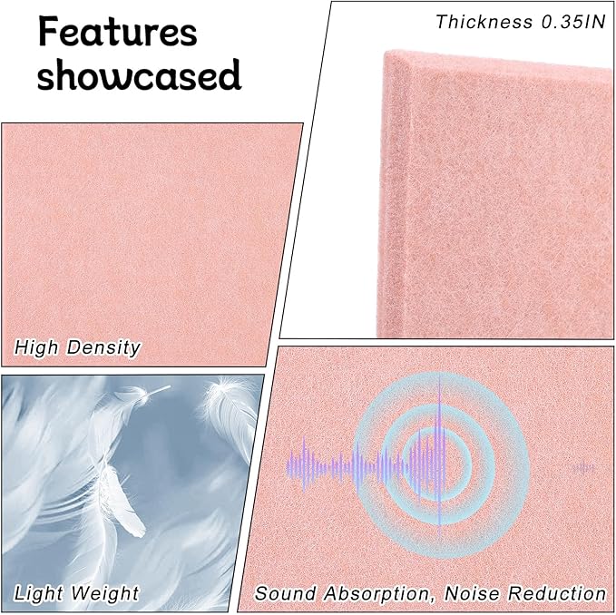 Large Cork Board 36" x 24", 6 Pack Felt Wall Tiles with Colored Pushpins, Bulletin Board with 40 Safe Removable Adhesive Tabs, Pin Board Cork Boards for Walls Home Office Decor - Pink