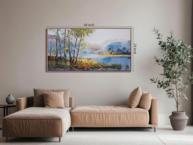 Arjun Framed Forest Picture for Living Room, Wall Art for Bedroom Nature Painting Wall Decor, Office ArtworkHome Dining Room Large 48"x24"