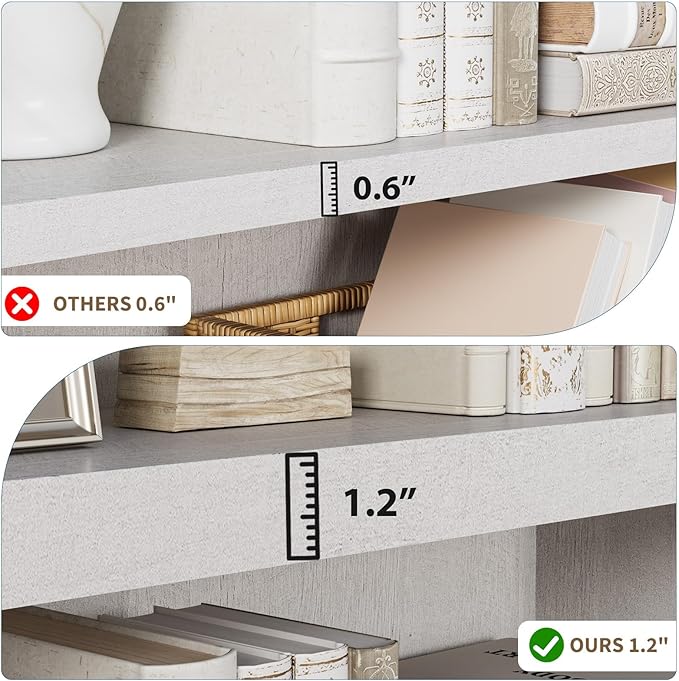 Rresyet 3 -Tier Bookcase, 42" Tall Book Shelf, 31” Wide Bookshelves, Wooden Bookcase Display Storage for Home Office, Living Room and Study Room (White)