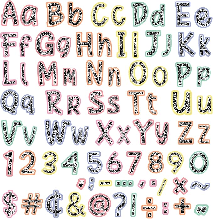 260 PCS Bulletin Board Letters for Classroom 4” Letters Combo Pack Set Pastel Composition Classroom Decorations Alphabet Numbers Symbols Letters for Bulletin Board Cutouts Card Decor