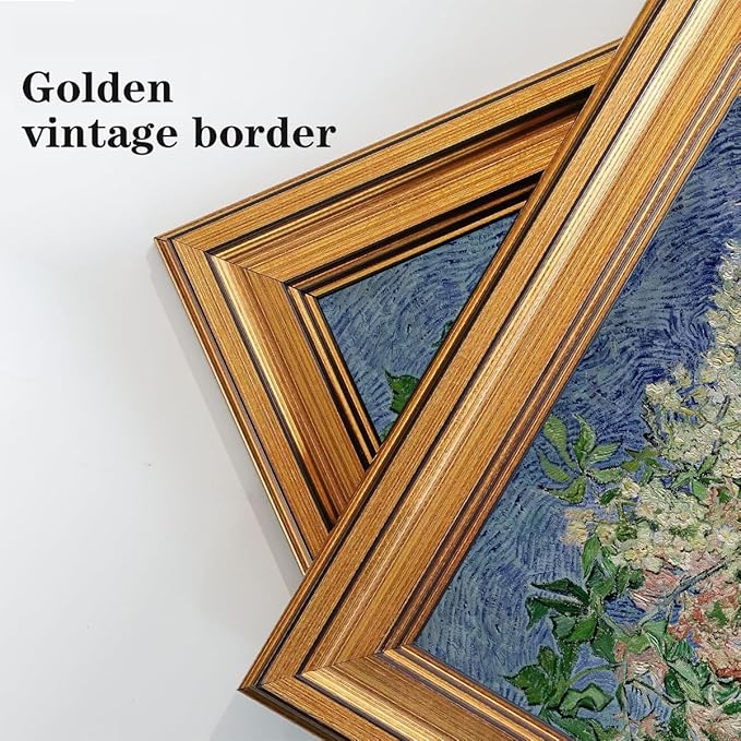 Gold Framed Wall Art Vintage Canvas Wall Art Van Gogh Chestnut Branches Artwork Prints Picture for Living Room Bedroom Farmhouse Bathroom Office Decor, 16x24