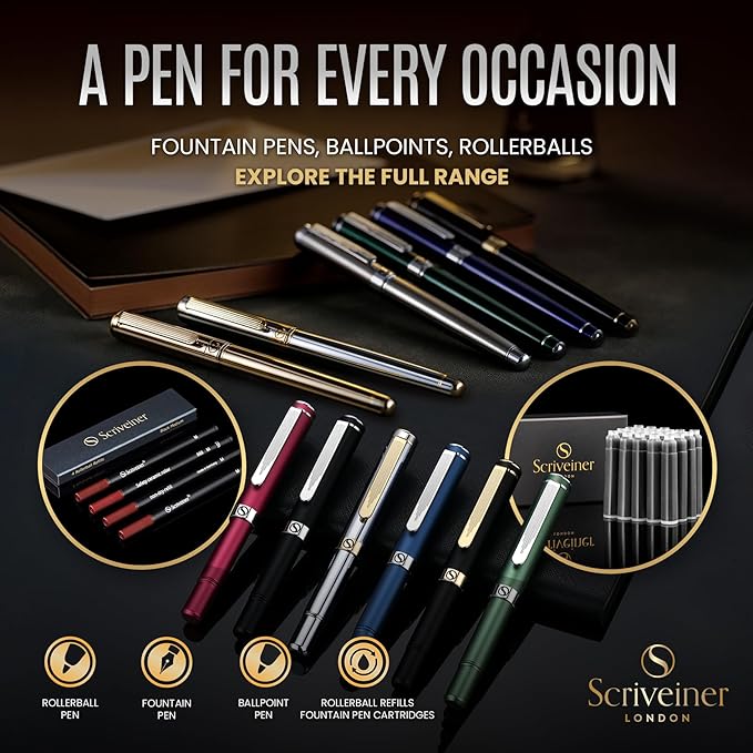 Scriveiner Personalized Midnight Blue Ballpoint Pen - Stunning Blue Lacquer Luxury Pen, Chrome Finish, Schmidt Ink Refill, Best Engraved Ball Point Gift Set for Men & Women, Custom Name Engraving