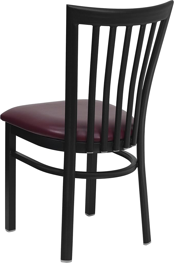 Flash Furniture HERCULES Series Black School House Back Metal Restaurant Chair - Burgundy Vinyl Seat