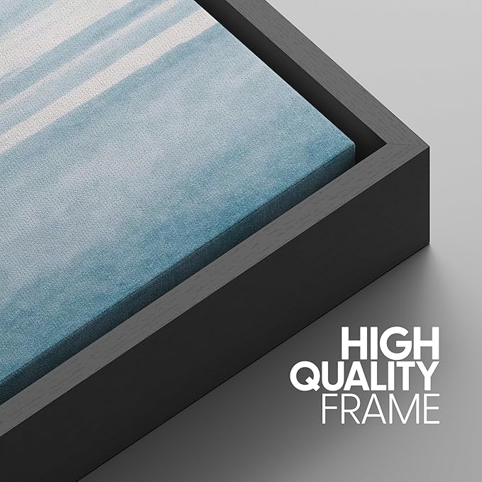 SIGNWIN 3 Piece Framed Canvas Wall Art Blue Sky Watercolor Nature Wilderness Illustrations Abstract Traditional Relax/Calm Home Artwork Decoration for Living Room,Bedroom - 24"x36"x3 Black