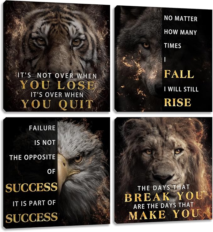 Motivational Wall Decor for Living Room Inspirational Wall Art for Office Workplace Canvas Wall Art Painting Poster Prints Artwork 16"x16"x4