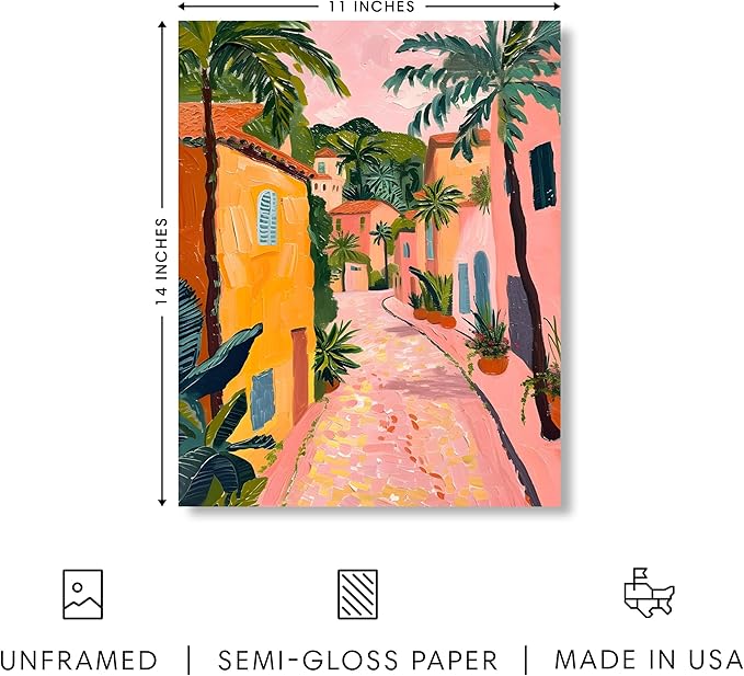 HAUS AND HUES Floral Art Wall Decor - Wildflowers Wall Art for Living Room, Floral Artwork for Bedroom Walls, Flower Painting for College Girls Dorm Room (Palm Tree City, Unframed, 11x14)