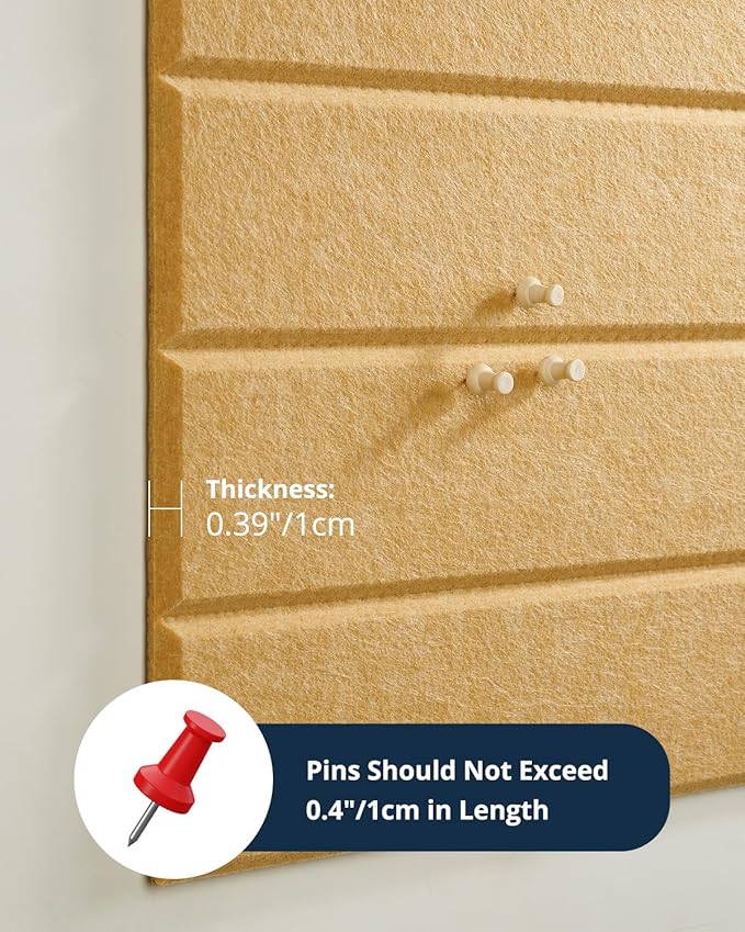 Large Cork Board, 12 Pack 12"X12"X0.4" Felt Bulletin Board Tiles for Wall Home Office Decor, Pin Cork Boards with 60 Adhesive Tabs Longan Yellow