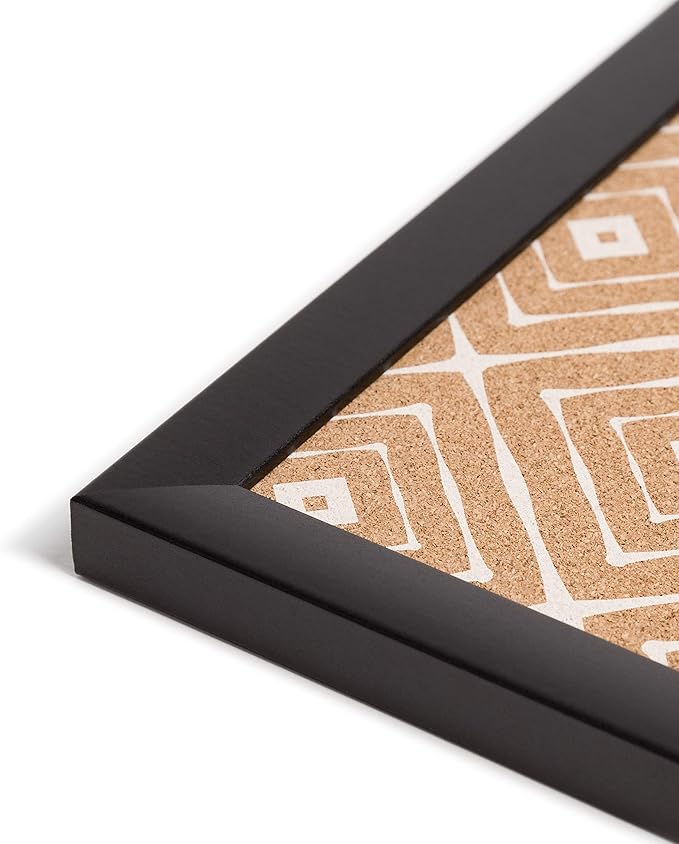 U Brands Fashion Cork Bulletin Board, 16" x 20" Inches, Black Wood Frame
