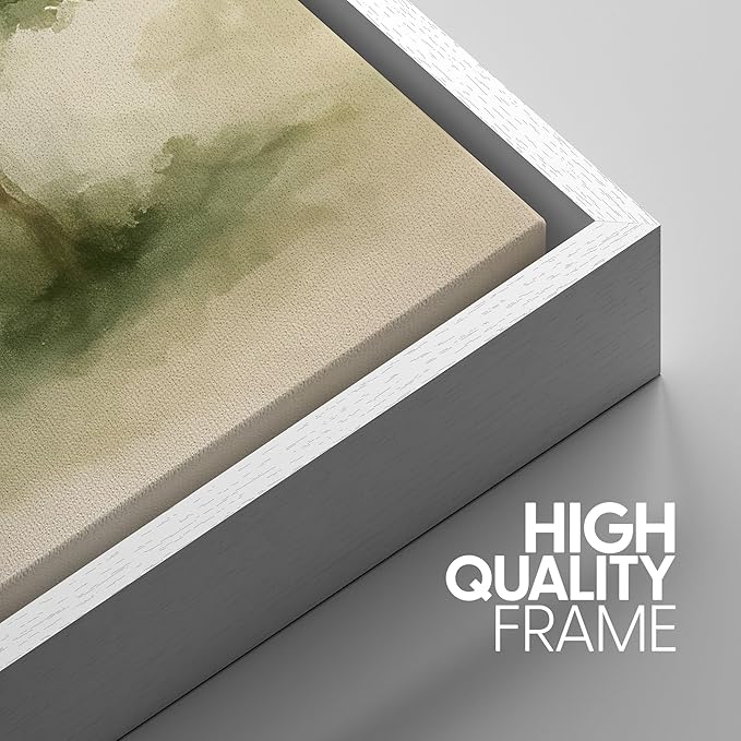 SIGNWIN Framed Canvas Print Wall Art Set Forest Trees Green Nature Landscape Illustrations Modern Art Decorative Nordic Abstract for Living Room, Bedroom, Office - 24"x36"x3 White