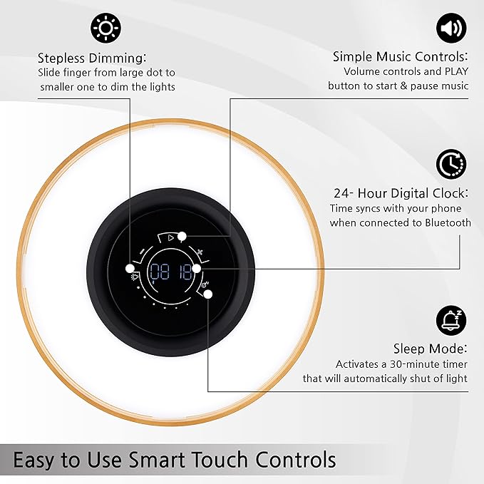 Dawn Lamp Modern Desk Lamp Multifunctional with Adjustable Light Settings, TWS Bluetooth Speaker, Wireless Charger, Touch Controls, for Home Office, Dorm Decor, Bedroom