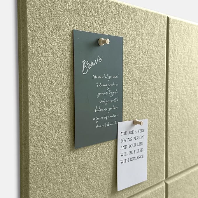 Large Cork Board for Office Wall Decor,36"x24"-6 Pack Felt Wall Tiles with Safe Removable Adhesive Tabs, 1/2" Thick, Felt Bulletin Board Pin Board Cork Boards for Walls - Sage Green