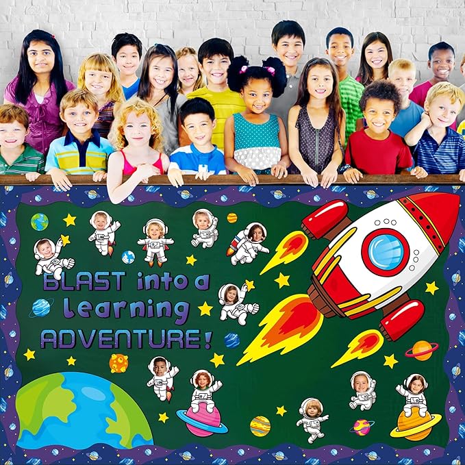 Outer Space Astronaut Bulletin Board Decorations Space Theme Classroom Decor Back to School Galaxy Borders Blast into a Learning Adventure Rocket Solar System Planet Paper Cutouts Kids