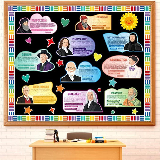 gisgfim Math Bulletin Board Decoration Set Back to School Classroom Famous Mathematician Paper Cutouts Motivational Inspirational Quote Bulletin Board Decor for Middle High School Door Chalkboard Wall