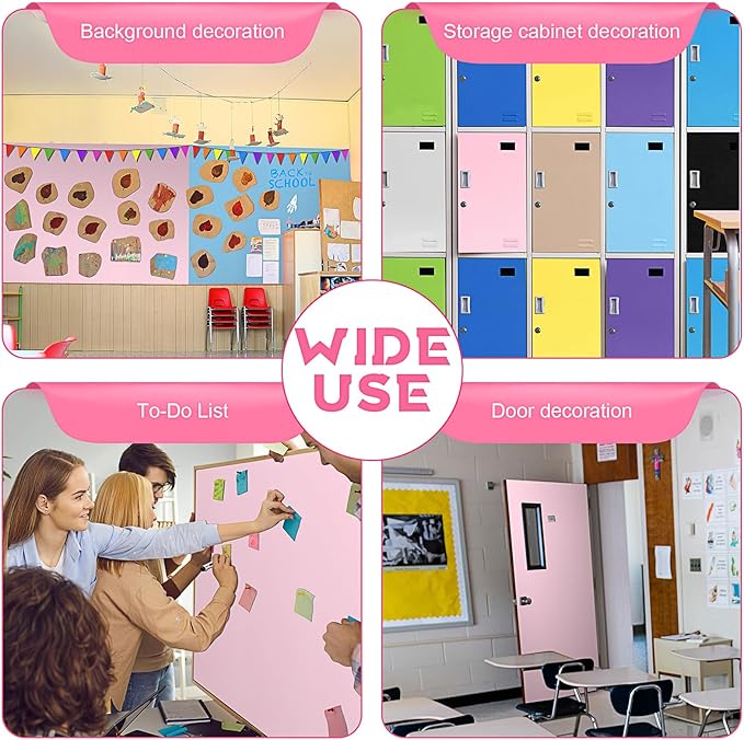 16 in x 40 Ft Fabric Bulletin Board Roll Classroom Non Woven Fabric Background Decorations Waterproof Wrinkle Resistant Bulletin Board for Back to School Wall Decor(Pink,Pure)