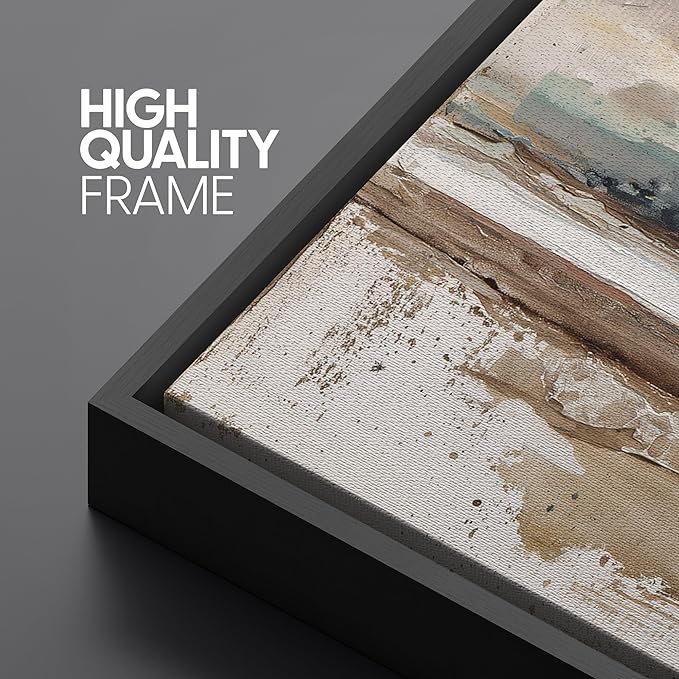 SIGNFORD Large Framed Canvas Coastal Horizon Textured Abstract Illustrations Modern Art Calm Warm for Living Room, Bedroom, Office - 60"x20"