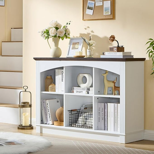 LIDYUK White Bookshelf, 6-Cube Bookcase and Kids Bookshelf, Wooden Storage Cabinet with Cube Organizer, Modern Book Shelf Furniture, Living Room, Office Storage, Toy Organizer, Display Cabinet