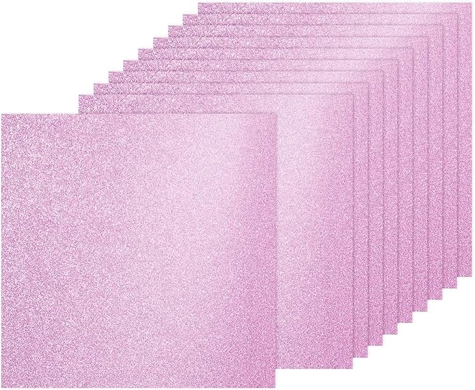 PATIKIL 10Sheets Pink Glitter Cardstock, 12x12In Glitter Paper Card Stock Shiny Scrapbook 250gsm Sparkly Paper Large Shimmer for Crafts Scrapbook DIY Art Wedding Party